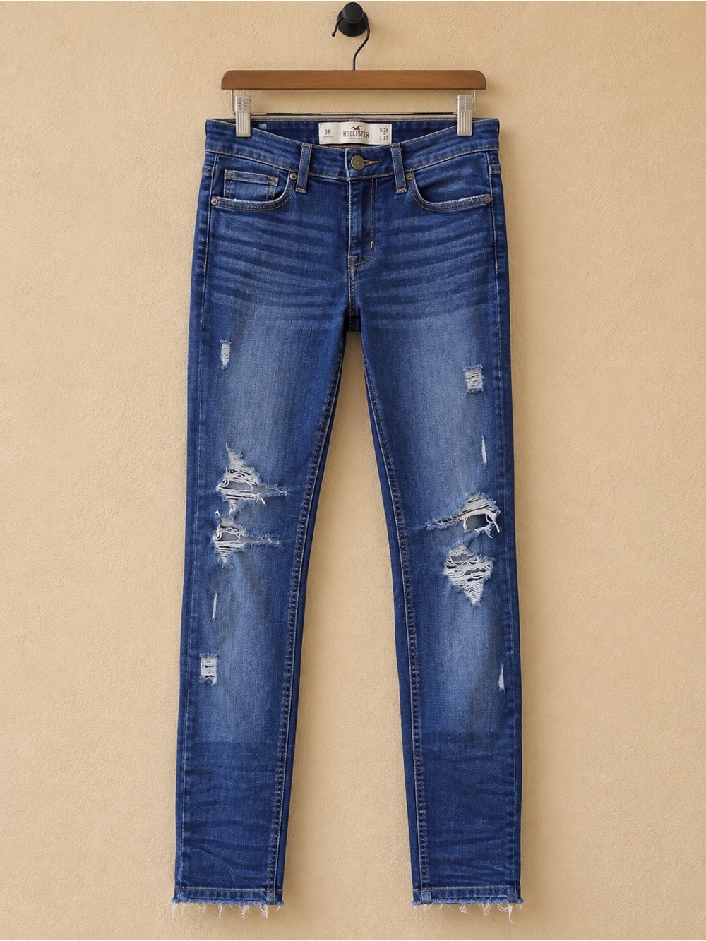 Hollister Distressed Skinny Jeans - Denim Blue